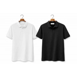 REMERA CON CUELLO NEGRO