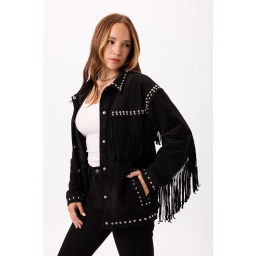 CHAQUETA CON FLECOS LARGA